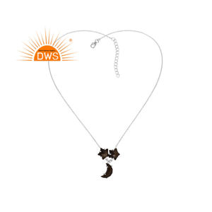 Vente chaude Fine Sterling Silver Gold Sheen Obsidian Gemstone Crescent Moon Design Pendentif Collier Personnalisé Fabricant de Bijoux - Product Image 4