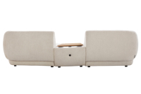 Ensemble de canapés modulaires incurvés 2 places en tissu bouclé moderne d'Inde avec console en bois intégrée pour salon, entrepôt, hôtel