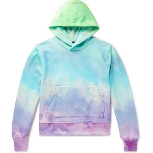 Sweat à capuche soleil éponge français mode homme personnalisé femmes Tie Dye sweats à capuche décontractés Logo personnalisé sans ficelle graphique Tie Dye sweats à capuche pour hommes - Product Image 6
