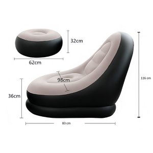Ensemble de canapé gonflable inclinable moderne avec repose-pieds, portable et pliable pour l'extérieur, le salon, la chambre ou l'hôpital - Product Image 3