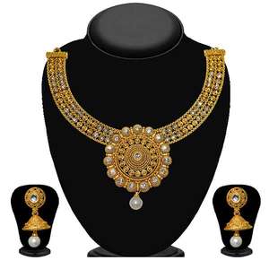 Ensemble de bijoux de mode Kriaa Collier en pierre autrichienne blanche 2100504 - Product Image 1