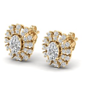 REYES Nuevo Diseño, Pendientes de Oro Sólido de 14K con Diamante Ovalado de 1.4 Quilates Cultivado en Laboratorio CVD, con Cierre de Rosca, para Mujer, Joyería Fina - Product Image 3