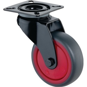 Swivel Caster Wheel 50mm Diameter 50kg Load Capacity Ball Bearing Grey Rubber with Mounting Plate - Product Image 1