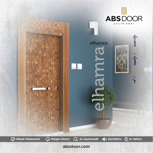 Puertas de Acero Inoxidable de Alta Seguridad ABSDOOR ELHAMRA, Aislamiento Térmico y Acústico, para Interiores, Hoteles, Villas, Turquía, Directo de Fábrica - Product Image 2