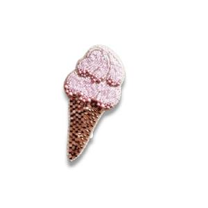 Crème glacée avec broche brodée en cristal broderie à la main et broche de mode perlée en fil de lingot - Product Image 4