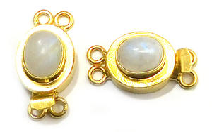 Forme ovale pierre de lune pierre précieuse 1 brin et 2 brins fermoir de boîte plaqué or 18 carats 23X11X10MM fermoir de boîte de fabrication de bijoux B618 - Product Image 4