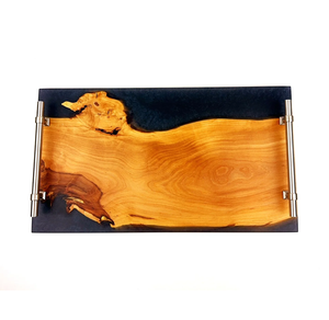 Bandeja Cuadrada de Madera y Resina Epoxi, Organizador de Cocina, Bandeja de Madera Natural y Resina Roja, Bandeja Moderna y Elegante - Product Image 6