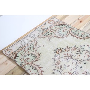 Tapis turc vintage, tapis de 2,9 x 8,9 pieds, tapis floral vert et marron - Product Image 5