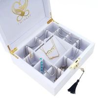 Luxe rechthoekige ketting groothandel sieradenverpakkingsset cadeaudoos gouden logo ontwerp wit geschilderde houten dozen fluwelen voering