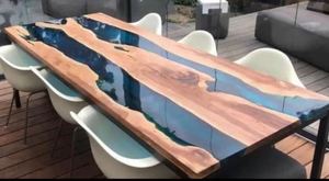 Meubles de salon de haute qualité Table époxy décorative Table basse de luxe à dessus rond en résine et bois de bonne qualité - Product Image 5