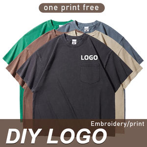 100% algodón de gran tamaño lavado con ácido Streetwear camiseta Vintage desgastada para hombres sólido de cuello redondo talla grande camisas de punto carta - Product Image 5