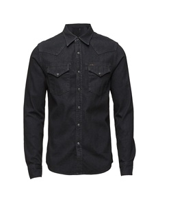 Jeans de couleur noire Vintage poches de poitrine coton manches longues élégant entraînement chemises d'extérieur Denim Jeans chemises pour unisexe - Product Image 1