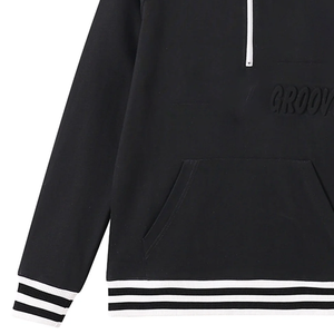 Groove Phi Groove <b>Black</b> Quarter Zip Winter Acid Wash <b>Sweatshirt</b> Private Label <b>Crew</b> <b>Neck</b> Pullover Embroidered Logo Zip Hem - Product Image 4