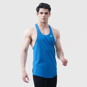 Débardeur de sport XL respirant à dos nageur avec capuche, bleu, en polyester et élasthanne, pour fitness, entraînement et musculation, couleur unie ou imprimé - Product Image 4