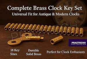 Ensemble de clés à remonter les horloges en laiton massif de taille 18, comprend les tailles de 000 à 15, construction métallique durable - Product Image 3