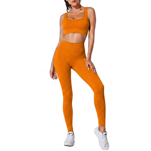 Women Yoga Mid Waist Ankle-Length <b>Pants</b> Crew Neck Sports Bra 2-Piece Lace Solid Color <b>Spandex</b>/Nylon Eco-Friendly Breathable - Product Image 5