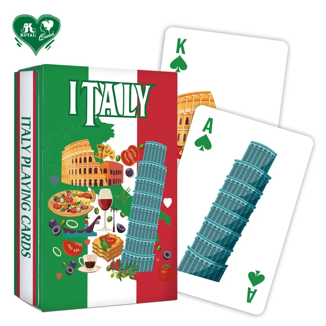 Custom Souvenir Italy Paper Playing Cards Poker Card With Box