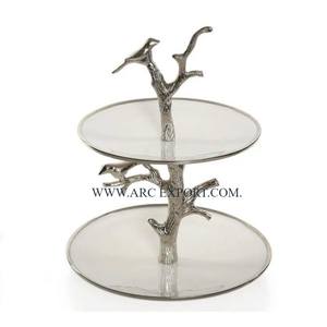 Último diseño de aluminio de 2 niveles para servir pasteles y postres, mesa de boda, soporte decorativo de latón para exhibición de pasteles, soporte para cupcakes - Product Image 5