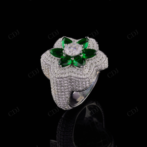 Hip Hop Moissanite S925 Sterling Silver Gold Plated GRA Certified Iced Luxury Flower Shape <b>Custom</b> <b>Ring</b> Wholesale Price - Product Image 1