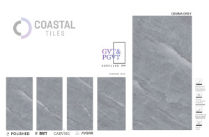 GEMMA GREY 9mm Carreaux en porcelaine polie 600x1200MM / 24X48 Carreaux en briques réfractaires de qualité supérieure au design moderne et classique certifiés CE - Product Image 2