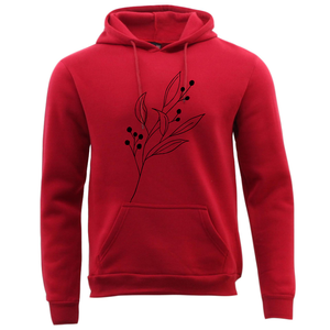 Sudadera con Capucha Color Verde Azulado para Hombre con Estampado de Hojas Negras, Corte Regular, Tejido de Algodón, Ropa Casual de Otoño - Product Image 6