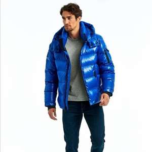 Envío rápido tela de invierno logotipo personalizado de talla grande adulto chaqueta acolchada abrigo hombres extraíble con capucha abajo brillante - Product Image 4