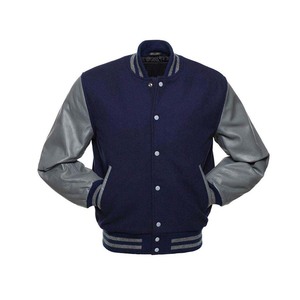 Chaqueta Varsity Cómoda al por Mayor con Mangas de Cuero para Hombre, Chaquetas de Invierno para Hombre de la Mejor Calidad, 100% Lana, Corte Regular - Product Image 1