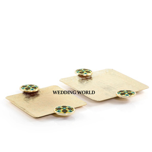 Juego de dos bandejas de chocolate de metal con acabado dorado, vajilla con forma de rectángulo, plato de chocolate, superventas, bandeja de chocolate nueva de lujo - Product Image 4