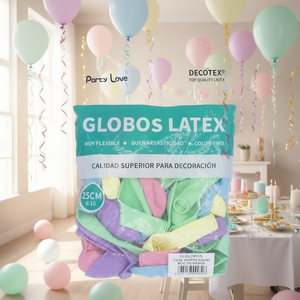 Globos de Látex Party Love de 25 cm, Mezcla de Colores Pastel R10 para Decoración - Product Image 3