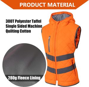 Gilet de sécurité pour femme haute visibilité réfléchissant avec poches et fermeture éclair ANSI classe 3 haute visibilité polaire travail hiver gilet - Product Image 5