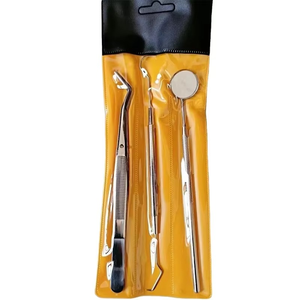 Ensemble d'examen de base de dentiste 3 pièces manuel puissance blanchiment des dents miroir détartreur pince à épiler Kit d'examen dentaire réutilisable - Product Image 1