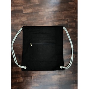 กระเป๋าผ้าแคนวาสแบบมีเชือกผูก ทนทาน ใช้ซ้ำได้ มีช่องซิป เหมาะสำหรับใส่ของไปยิม ใช้สำหรับเดินทางทุกวัน นำเข้าจากอินเดีย - Product Image 1