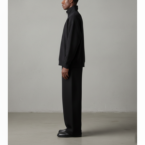 Ensemble deux pièces en coton lourd délavé à l'acide imprimé vintage pour homme : sweat-shirt à col montant et pantalon de jogging à jambe large - Product Image 3