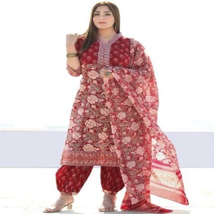 Robe de soirée de style musulman pour mariée, vêtements lourds en coton et georgette, costumes de pelouse pakistanaise, costumes pataila punk jabs - Product Image 1