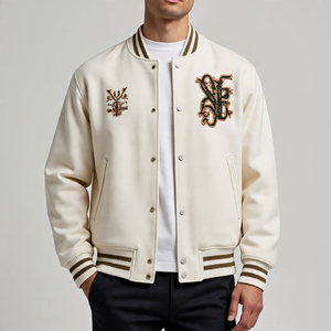 Blousons bombardiers Letterman en chenille pour hommes blousons bombardiers d'hiver décontractés boutonnés en satin universitaire pour hommes - Product Image 1