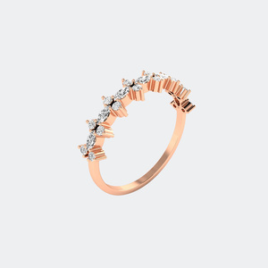 Anillo Minimalista con Engaste de Racimo Disperso de Marquesa y Corte Redondo de 0.55 CTW - Product Image 6