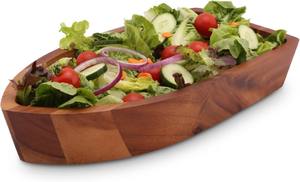 Bol de service en bois d'acacia, bol en bois en forme de bateau, bol en bois naturel, grand bol en bois, petit bol en bois, bol design - Product Image 2