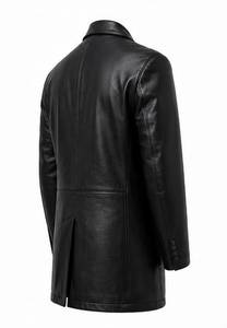 Manteau long en cuir véritable pour homme, double boutonnage, col à revers, en cuir de vache, vêtement d'extérieur pour l'hiver - Product Image 2