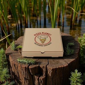 Boîtes à pizza rectangulaires personnalisées avec logo Papier kraft biodégradable recyclable écologique Restaurants à emporter au micro-ondes - Product Image 3