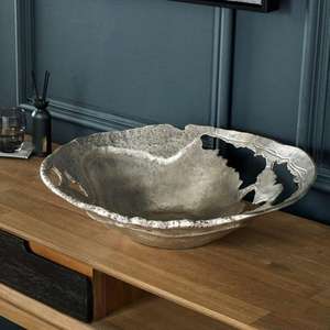 Bol d'affichage de fruits de décoration intérieure grand plat en argent bols ronds en métal artisanat fait à la main bols de service personnalisés prix de gros - Product Image 1