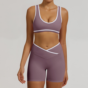 Conjunto de sujetador y pantalones de Yoga con cordón de cintura alta para mujer, 2 uds., ropa activa, secado rápido, transpirable, Spandex/nailon, conjuntos de Yoga para Fitness - Product Image 6