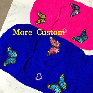 Logotipo personalizado, venta al por mayor, máscara de esquí de punto de invierno con 3 agujeros, pasamontañas personalizado, máscara personalizada desgastada, acrílico, felpa, Unisex - Product Image 4