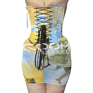 COSH CORSETS Nouveau design Meilleure vente Corset en satin imprimé d'art baroque numérique sublimé avec jupe en maille extensible - Product Image 6