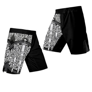 Shorts d'entraînement en polyester extensible, imprimés avec des graphiques personnalisés, rashguard court, sans décoloration, séchage rapide, MMA, BJJ, Muay Thai - Product Image 3