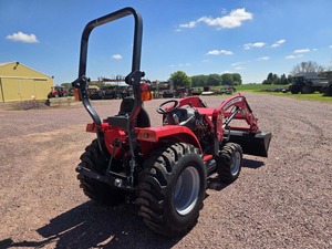 Massey Ferguson 1825E Tractor joystick midmount couplers grill guard 60 bucket with QT rear R4 industrial <b>tires</b> Cat 1 3pt 540 r - Product Image 4