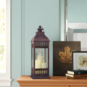 Lampe d'ouragan en bois vintage bougeoir en métal et verre durable pilier décoratif de jardin de ferme pour un usage domestique extérieur intérieur - Product Image 3