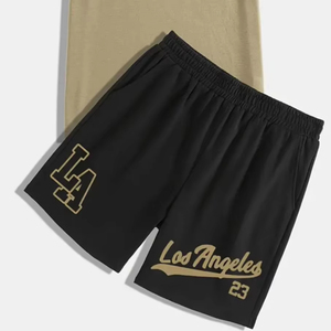 Conjunto Deportivo Informal para Hombre, Camiseta y Pantalones Cortos Estampados, Combinación Transpirable de Mezcla de Felpa, Ropa de Verano de Alta Calidad para Exteriores, Color Sólido - Product Image 5