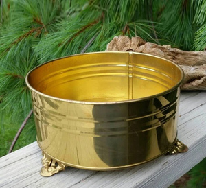 Handcrafted Round Shape Brass Planter <b>Plant</b> Container Flower <b>Pot</b> for Indoor <b>Outdoor</b> <b>Plant</b> & Home Decor. - Product Image 6