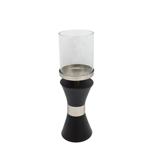 Portavelas de aluminio y vidrio Portavelas de color negro mate Portavelas Linternas y tarros de velas para Decoración de mesa - Product Image 1