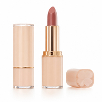 Rouge à lèvres de luxe couleur nude, marque privée, logo personnalisé, capuchon en forme de fleur unique, élégant, hydratant, fini mat, OEM ODM
